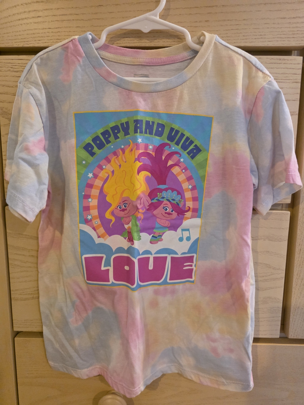 Trolls Tie-Dye Poppy & Viva Love Graphic Tee - Pink, Blue, Yellow